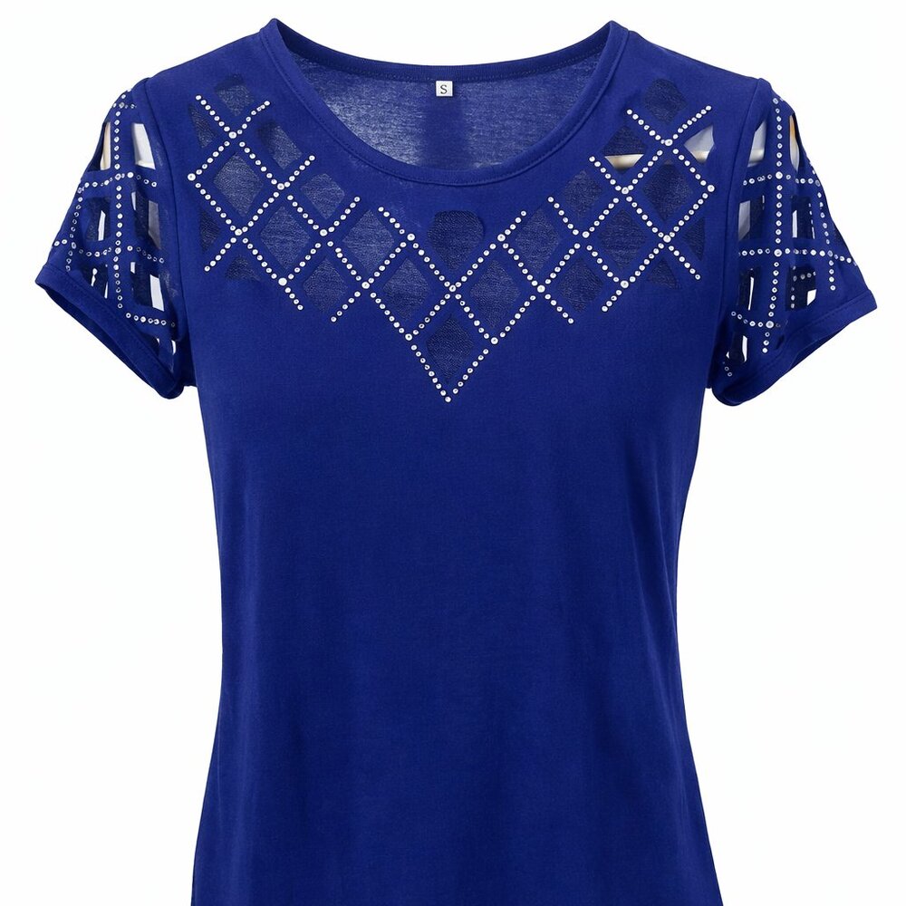 Navy Top - Great headshot top - Crystal diamonds